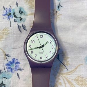 Swatch Watch Matte Purple Excellent Condition New Battery Retro Unisex